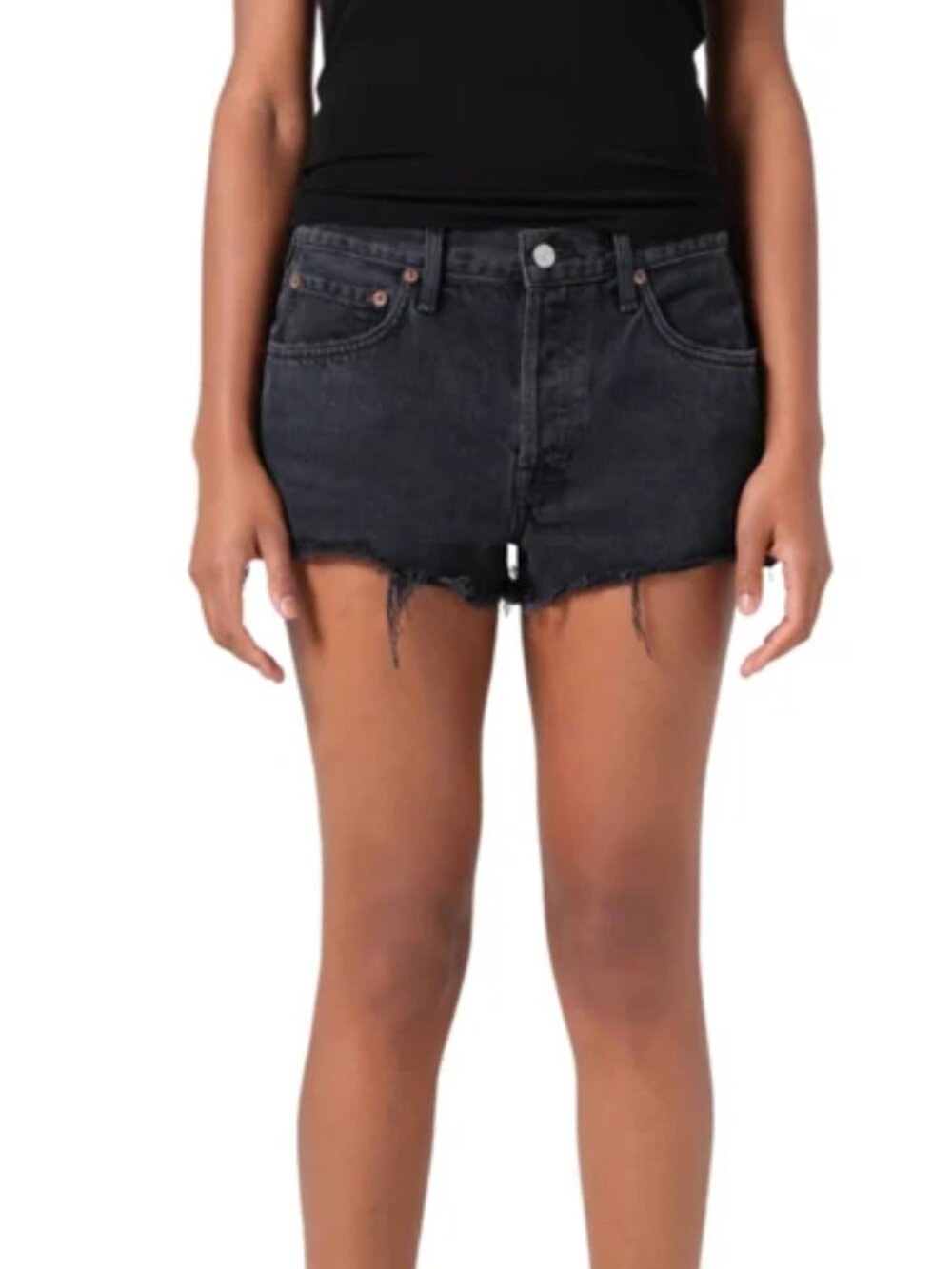 Agolde Parker Vintage Cut Off Shorts Denim Frayed Cotton Distressed Black 31